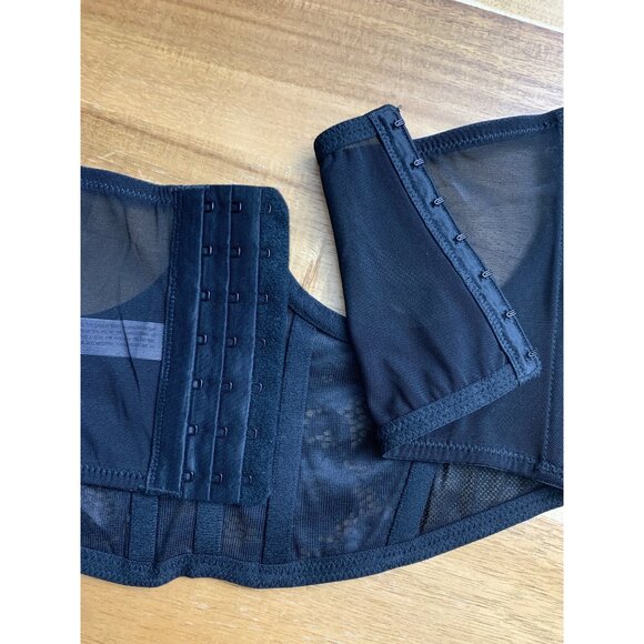 Auden Womens Black Lace Underbust Corset Top With Boning & Mesh Panels Medium - Picture 5 of 9